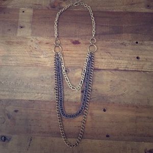 Mixed Metal Multistrand Chain Statement Necklace
